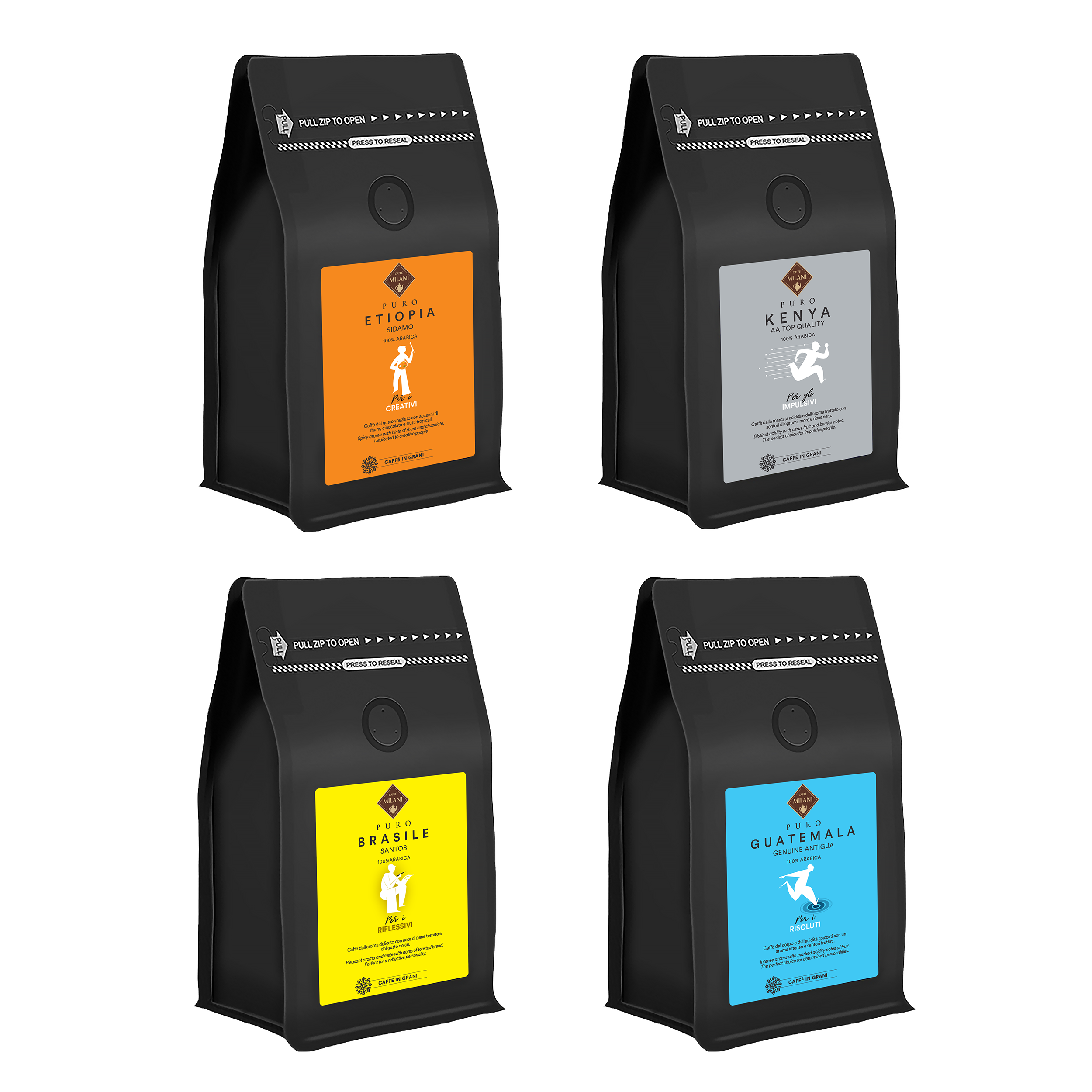 Kit monorigine in grani Caffé Milani